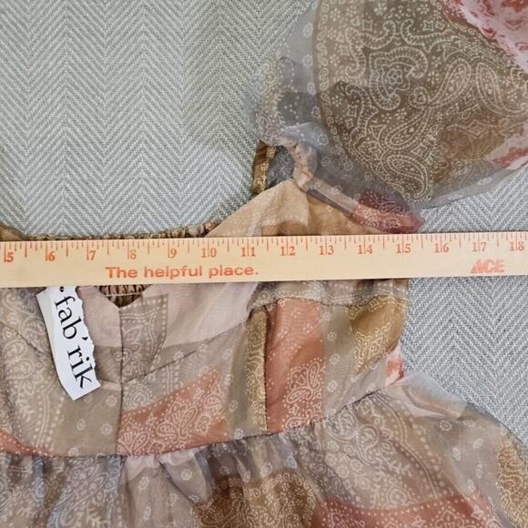 Fab'rik Fiarycore Empire Waist Dress Size Large Fall Colors Bubble Sleeves Y2K - Picture 6 of 14